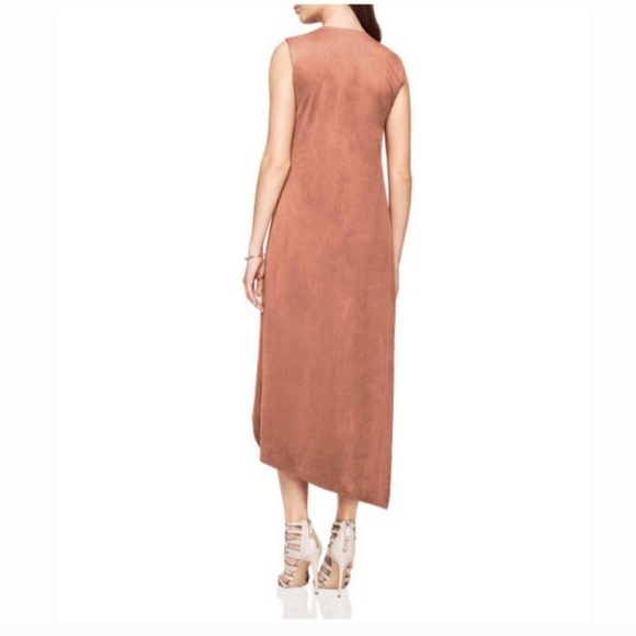 BCBG MaxAzria Ruffle Tara Trar In Rosedawn Faux Suede Dress Size XS Boho NWT - Picture 2 of 7